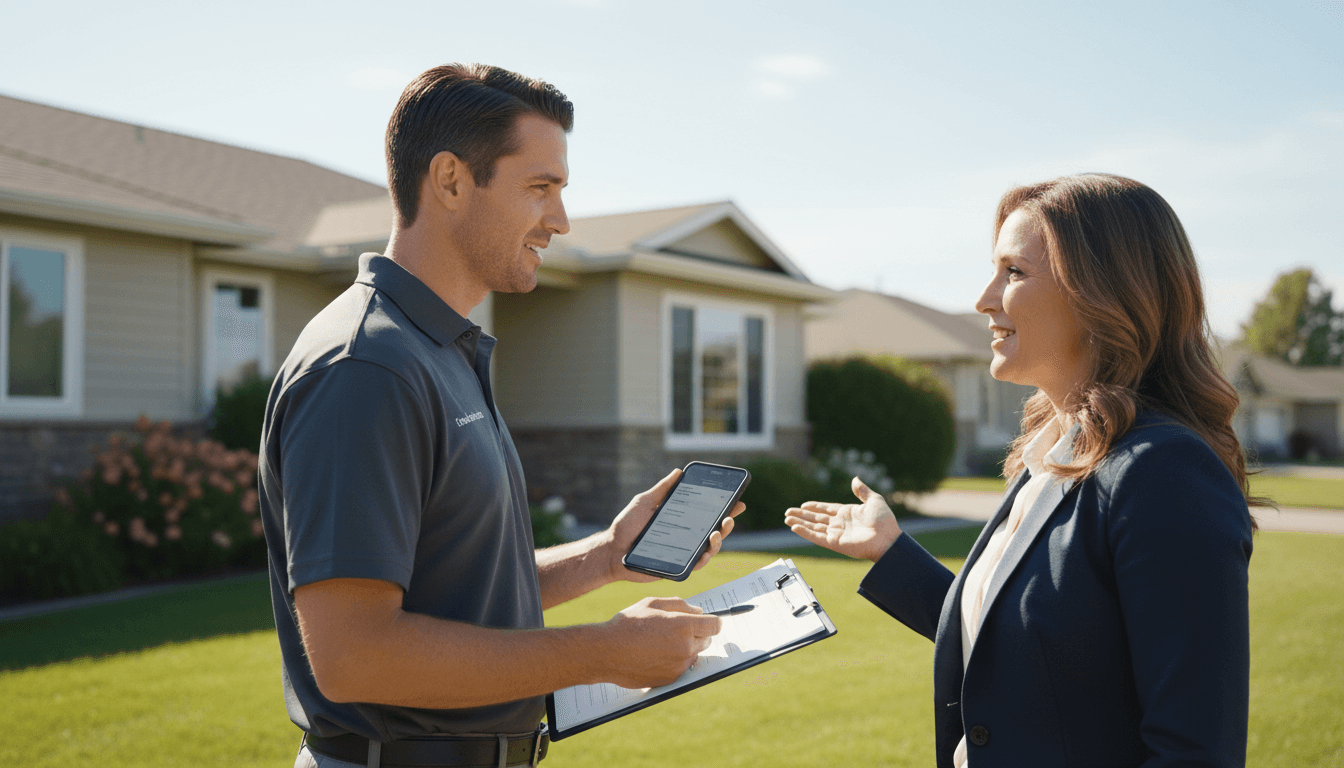 Field services professional conducting property consultation in Smithland, Kentucky